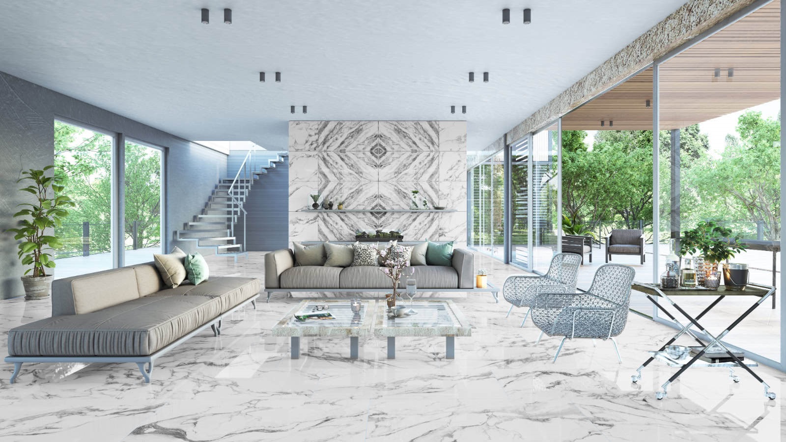 Gresie Porțelanată Rectificată Lucioasă Interior, Exterior 60x120 R SUPREME - Decor Reflection - KAI Ceramics